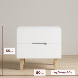 Тумба прикроватная, 50х40х55, Чек, напольная, в прихожую и ванную, с ящиками, белый, Dipriz