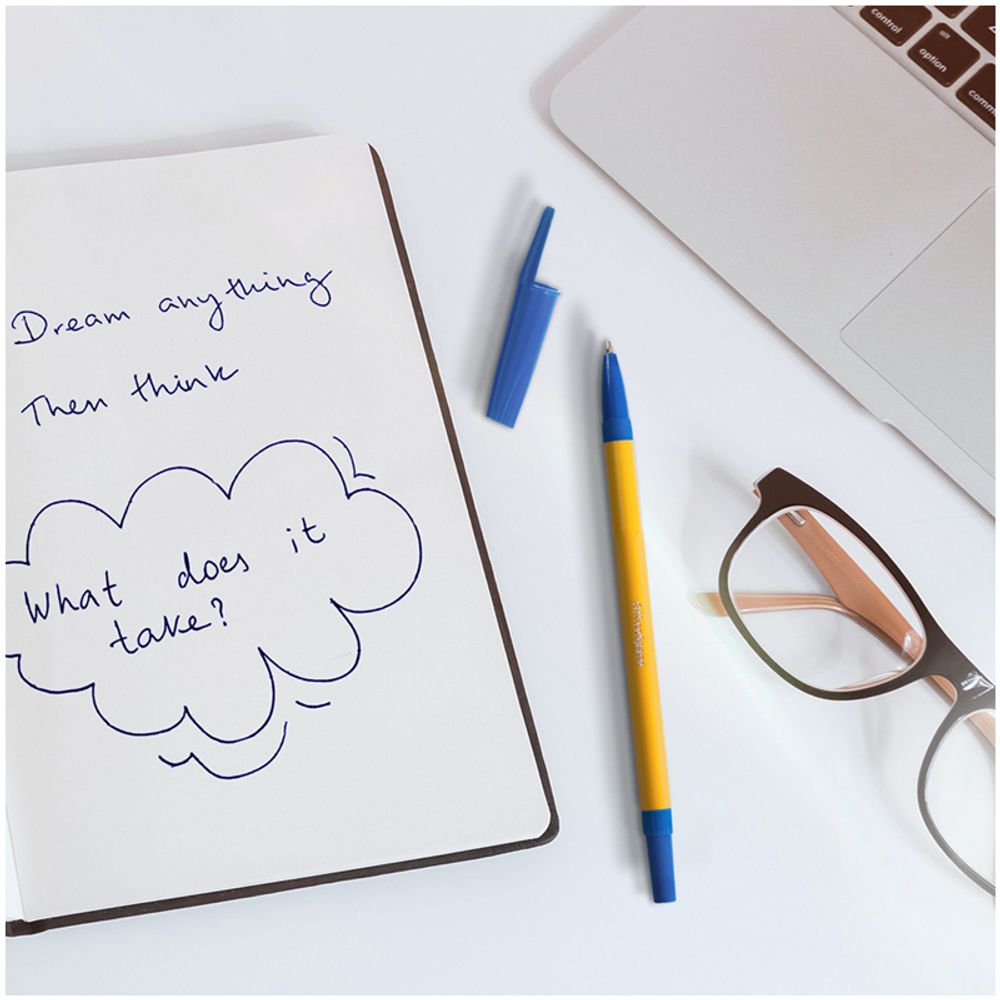 Ручка шариковая OfficeSpace "907 Orange" синяя, 1,0мм, желтый корпус