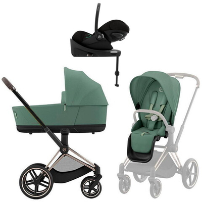 Коляска Cybex Priam IV Rosegold complete Cloud G Magic Black Base G 3 в 1 Leaf Green
