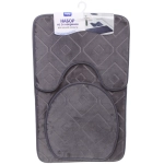 Набор для ванной и туалета 3 пр. «Rut» ( 2 коврика 50*80+50*40, 1 чехол на крышку унитаза)серый