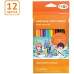 Карандаши цветные 12цв.(6 классич. + 6 пастельных) Гамма Оранжевое солнце