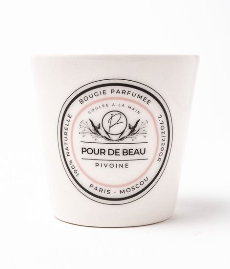 Пион, свеча в фарфоре, Pour de Beau