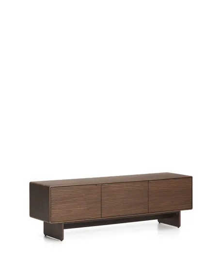 Тумба под телевизор Norlen с 3 дверцами из орехового шпона 150 x 40 см