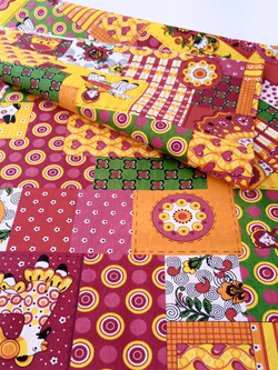 Ткань бязь плательная, рис. "Дымковская игрушка", ширина 150 см, арт. 103