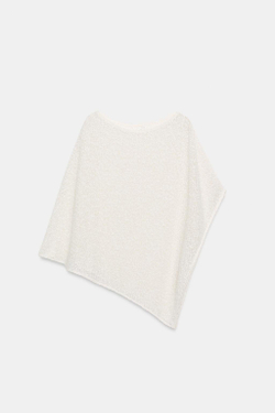 ZARA НАКИДКА АСИММЕТРИЧНОГО КРОЯ С БЛЕСТЯЩЕЙ НИТЬЮ, ЭКРЮ