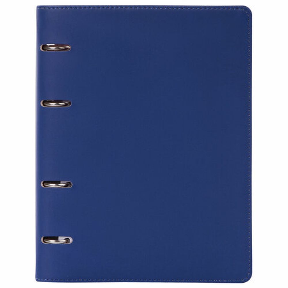 Тетрадь на кольцах А5 (180х220мм), 120 листов, под фактурную кожу, BRAUBERG "Fusion", синий/оранжевый, 129994