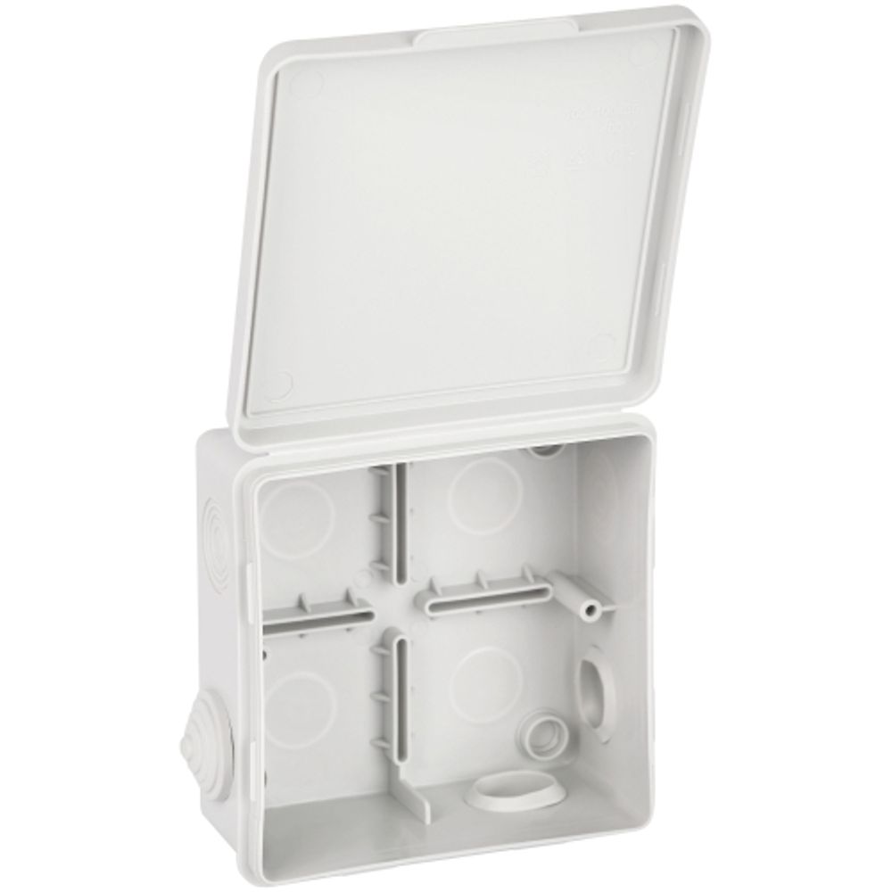 Распаячная коробка ЭРА KOR-100-100-50-8g открытой установки серая 100х100х50мм с гермовводами 8 вх. IP54