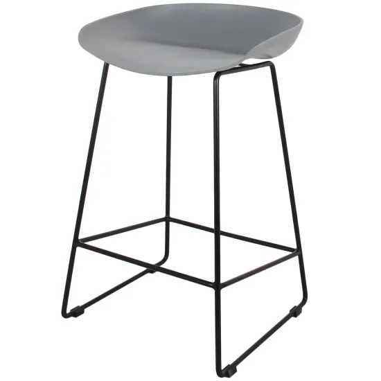 Стул полубарный Neo серый с чёрными ножками