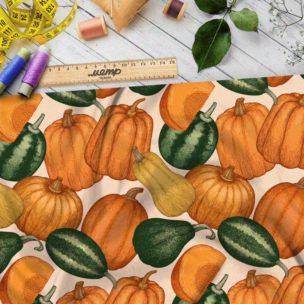 Ткань дюспо разноцветные тыквы