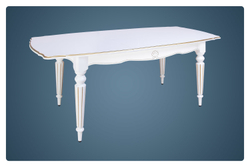 Стол обеденный белый Лекс 10 (бук/тон 1 с золотой патиной)