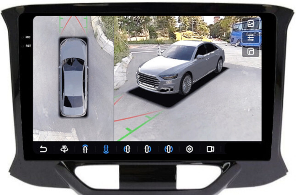 Магнитола для Lada Xray 2015-2022, Xray Cross - FarCar BX3110M-360 монитор 9.5" 2K QLED на Android 13, 6Гб+128Гб, CarPlay, 4G SIM-слот, 4 камеры в комплекте