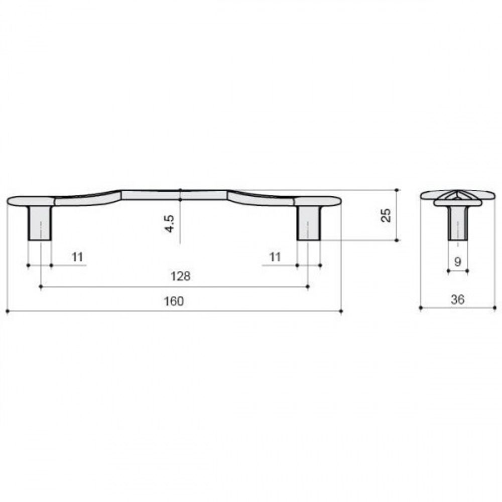 Ручка-скоба 128мм, отделка бронза античная французская