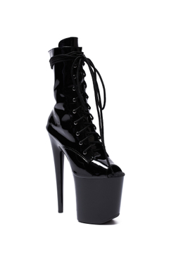 Ботильоны Тройка черные лак, открытые - SHDB-011-3-lak-bl