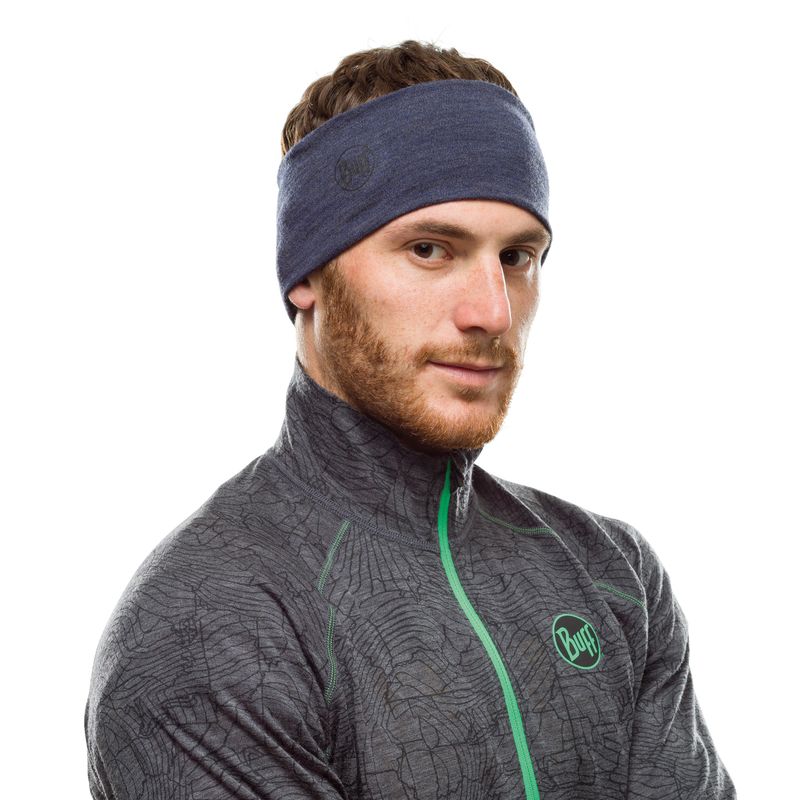 Шерстяная повязка на голову Buff Headband Midweight Wool Night Blue Melange Фото 2