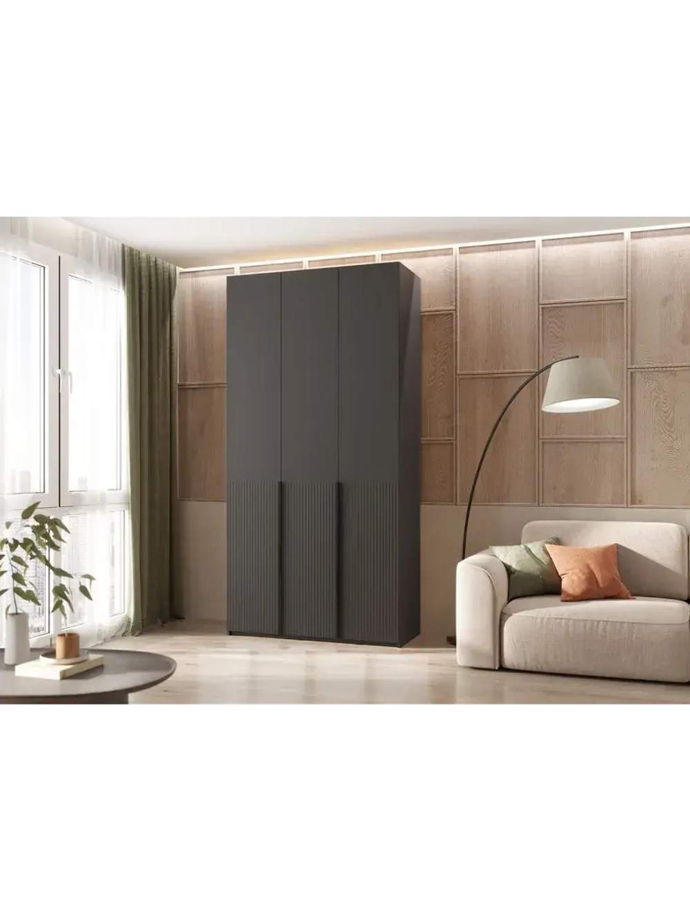 Шкаф для одежды 3 створки Браш Графит 120х51х240