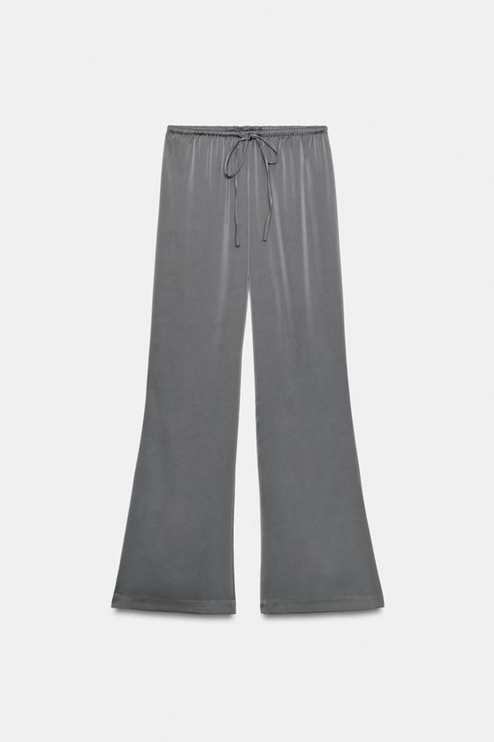 ZARA АТЛАСНЫЕ БРЮКИ НА ШНУРКЕ, ЦЕМЕНТНЫЙ