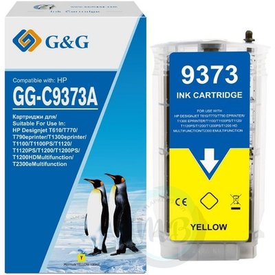 Картридж G&G, аналог HP C9373A (№72) для Designjet T610/T770/T790/T1100/T1200/T1300/T2300 желтый 130ml