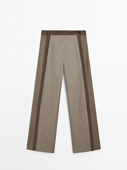 Massimo Dutti Брюки прямого кроя с застежкой, норка