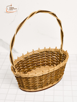 Корзинка овальная подарочная, арт. O320GR, 22х32х10 см, высота с ручкой 35 см