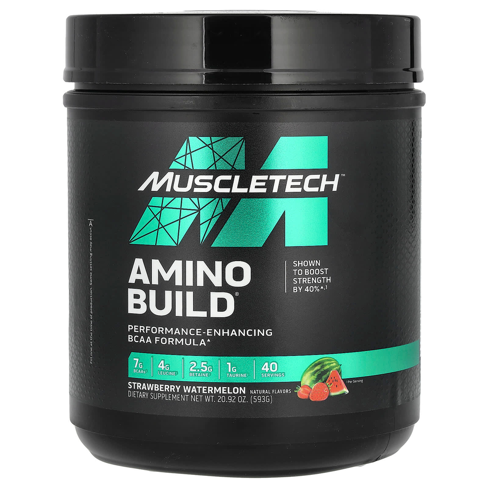 MuscleTech, Amino Build, аминокислоты, со вкусом клубники и арбуза, 593 г (20,92 унции)