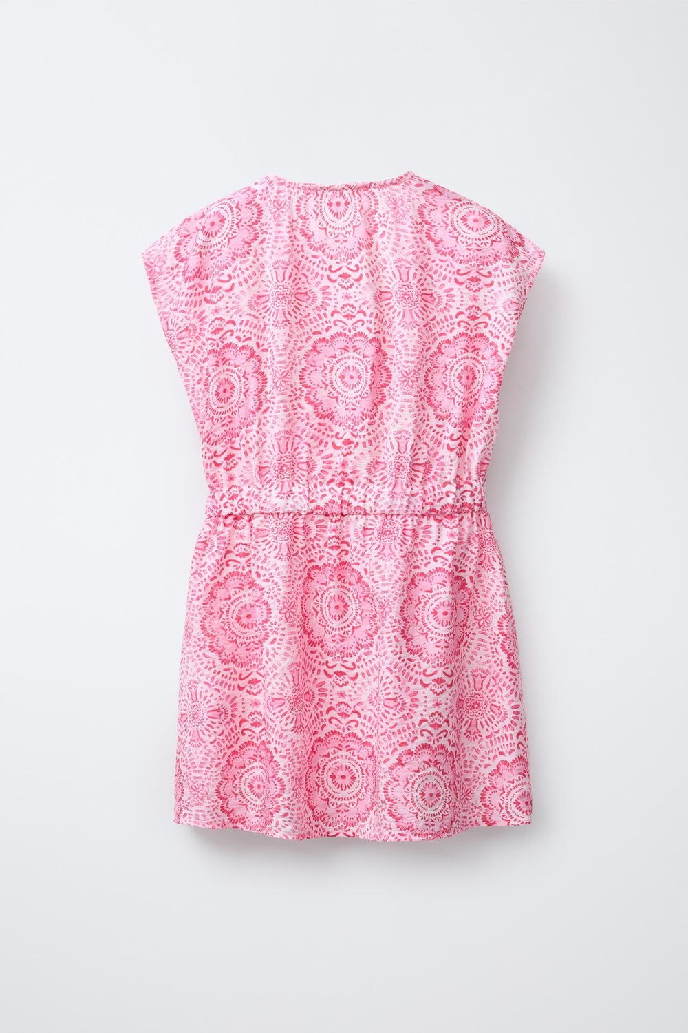 ZARA ПЛАТЬЕ С ПРИНТОМ, УЗЛОМ И ДЕКОРАТИВНЫМ ВЫРЕЗОМ, РОЗОВЫЙ