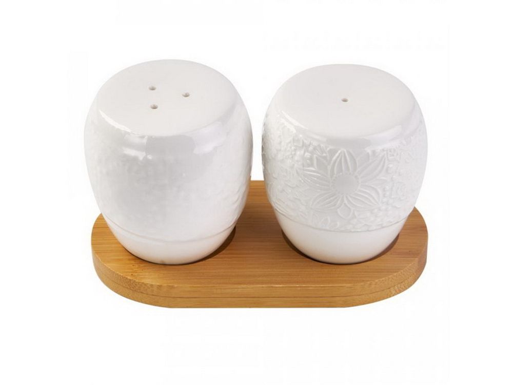 Набор керам д/специй 2пр 14*6,5*13 на бамбук подставке 2640299