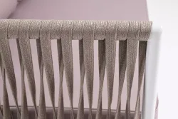 "Касабланка" правый модуль плетеный из роупа, каркас алюминий светло-серый (RAL7035) муар, роуп серо-коричневый 23мм, ткань бежевая 052