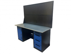 Верстак инструментальный двухтумбовый GWT-V1800B2 Great Wolf, 4 ящика, тумба с дверью, два экрана, 1800х700