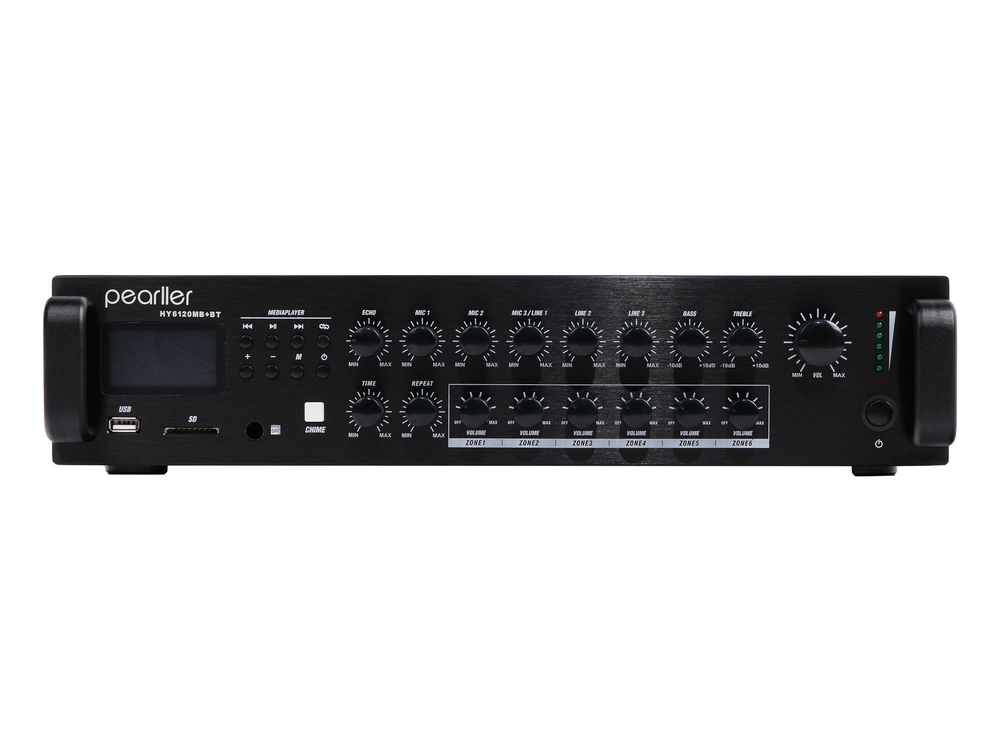 TADS DS-9120 Усилитель мощности трансляционный, 120Вт.Bluetooth, MP3-плеер, USB-порт, слот для SD-карты и FM приемник. Два микрофонных входа, микрофон 1 оснащен функцией отключения звука.
