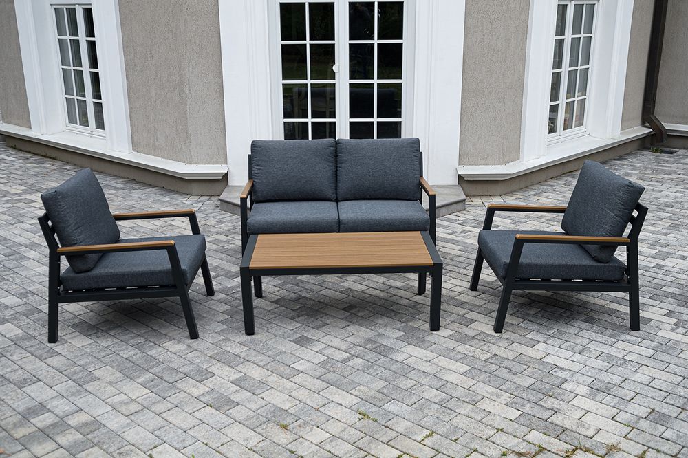 "Камелия" лаунж-зона 4-местная из алюминия, цвет темно-серый