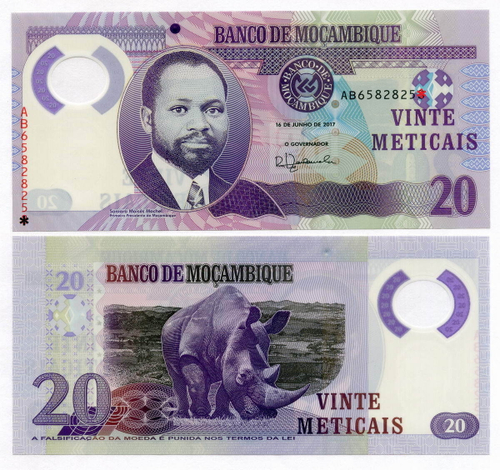 Банкнота Мозамбик 20 Метикал 2017 год AB65828259. UNC (пластик)