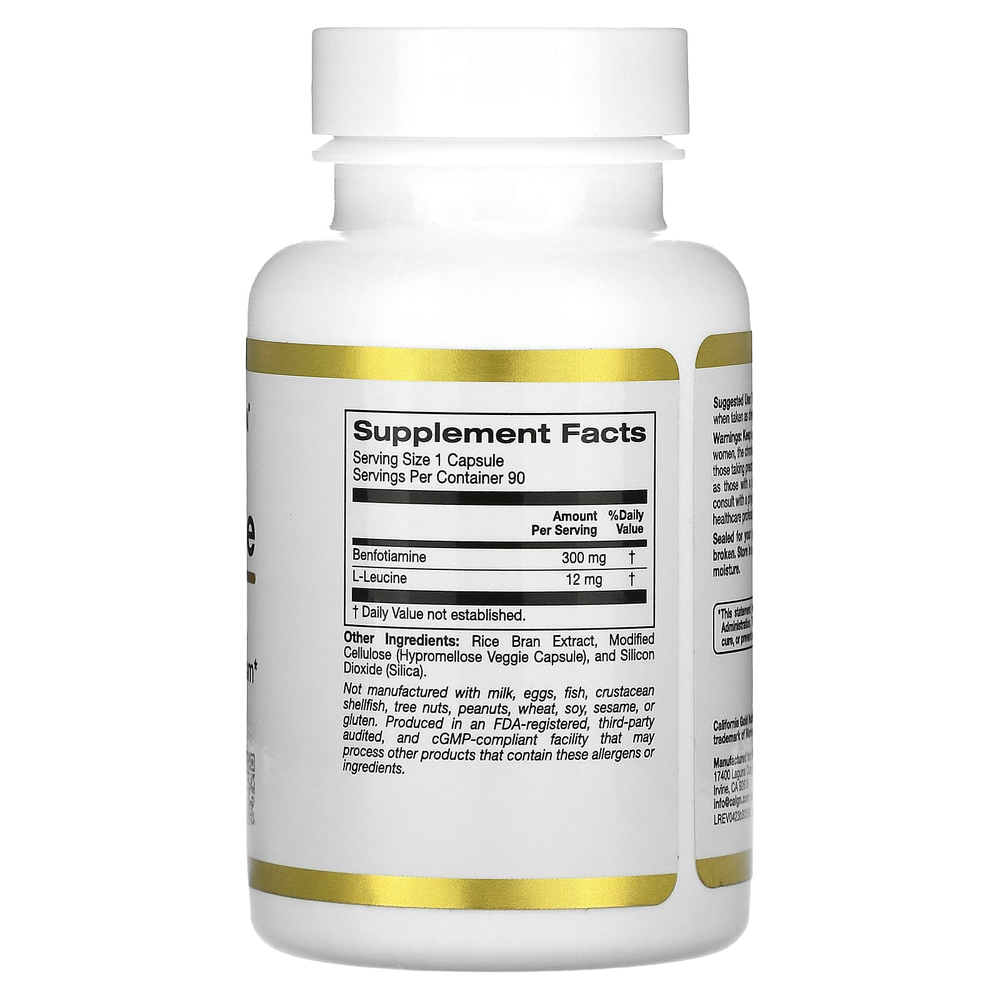 California Gold Nutrition, бенфотиамин, 300 мг, 90 растительных капсул
