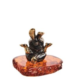 Народные промыслы AM-2749 Фигурка «Зайчонок» (латунь, янтарь)