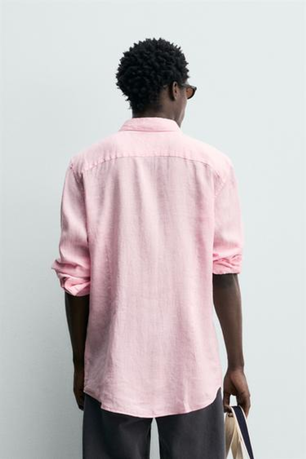 ZARA РУБАШКА REGULAR FIT ИЗ 100% ЛЬНА, РОЗОВЫЙ