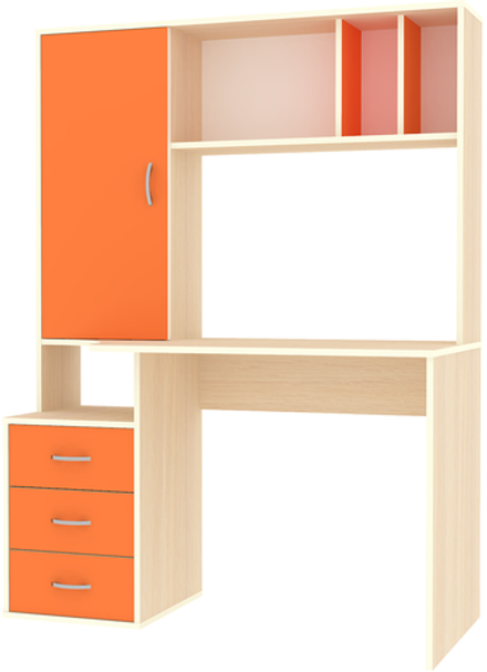 Стол компьютерный КарИВи Сокол  Дуб Молочный Оранжевый