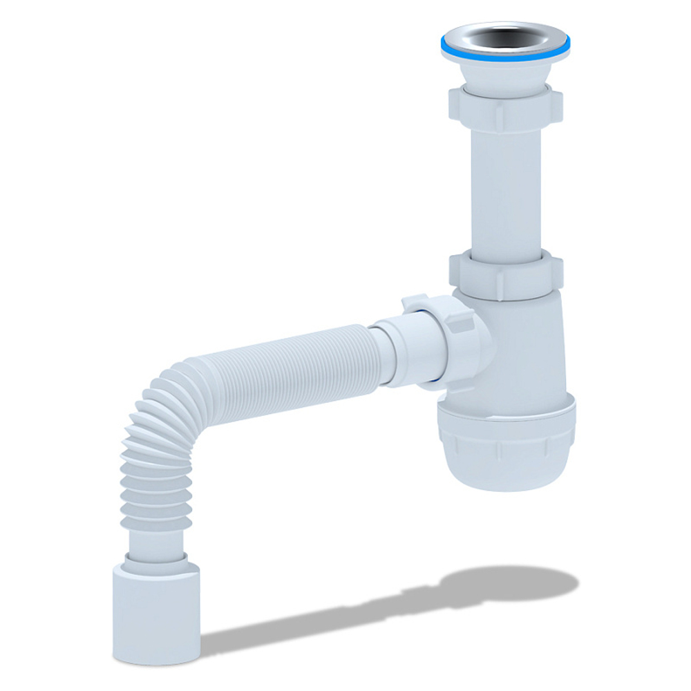 Сифон для кухонной мойки АНИ Пласт Грот 1 1/2"х40 с гибкой трубой 40х50 (A0110)