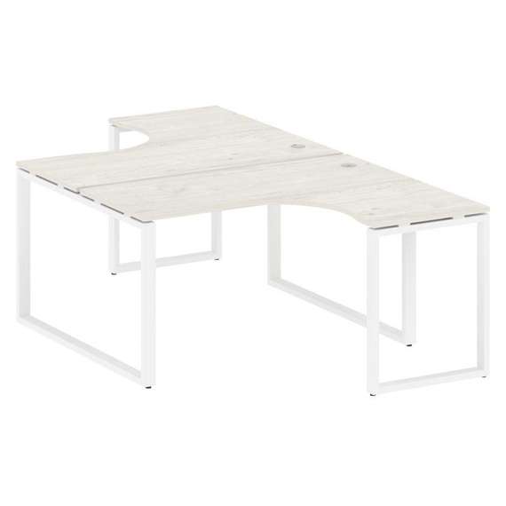 Metal System Рабочая станция криволинейная на О-образном м/к БО.РАС-СА-2.3 Дуб Наварра/Металл Белый