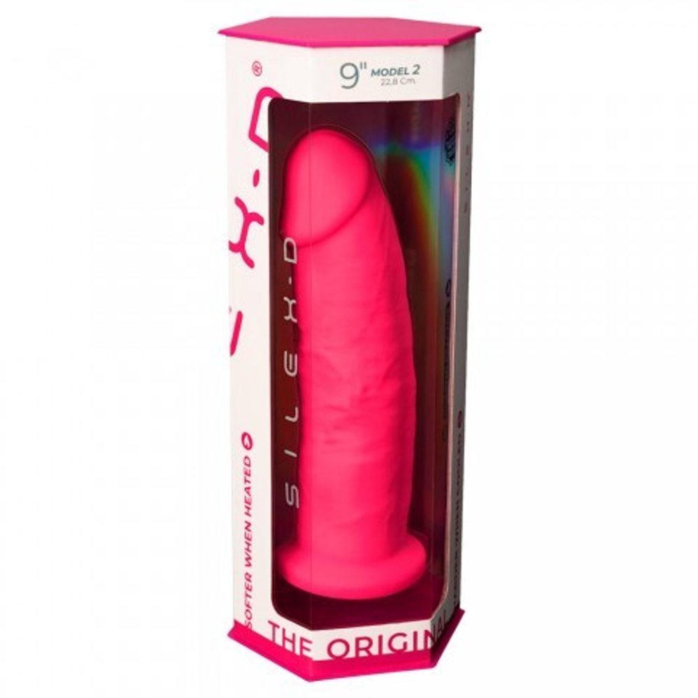 Реалистичный фаллоимитатор SilexD Model 2 (22,8×5,4 см) с двойной плотностью, ярко-розовый