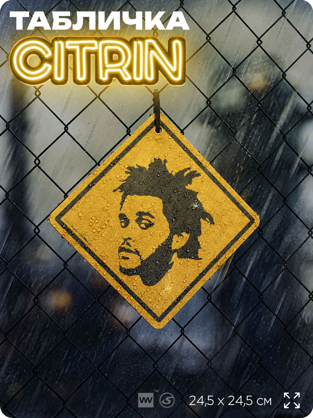 Табличка декоративная "The Weeknd, Викенд" на дверь и стену, прикольная штука в подарок, декоративный знак, 24,5х24,5 см, пластиковая, Айдентика Технолоджи