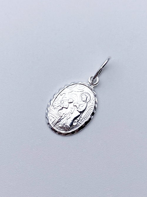 Образок из серебра/Без покрытия/С подвижным ухом/Целительница