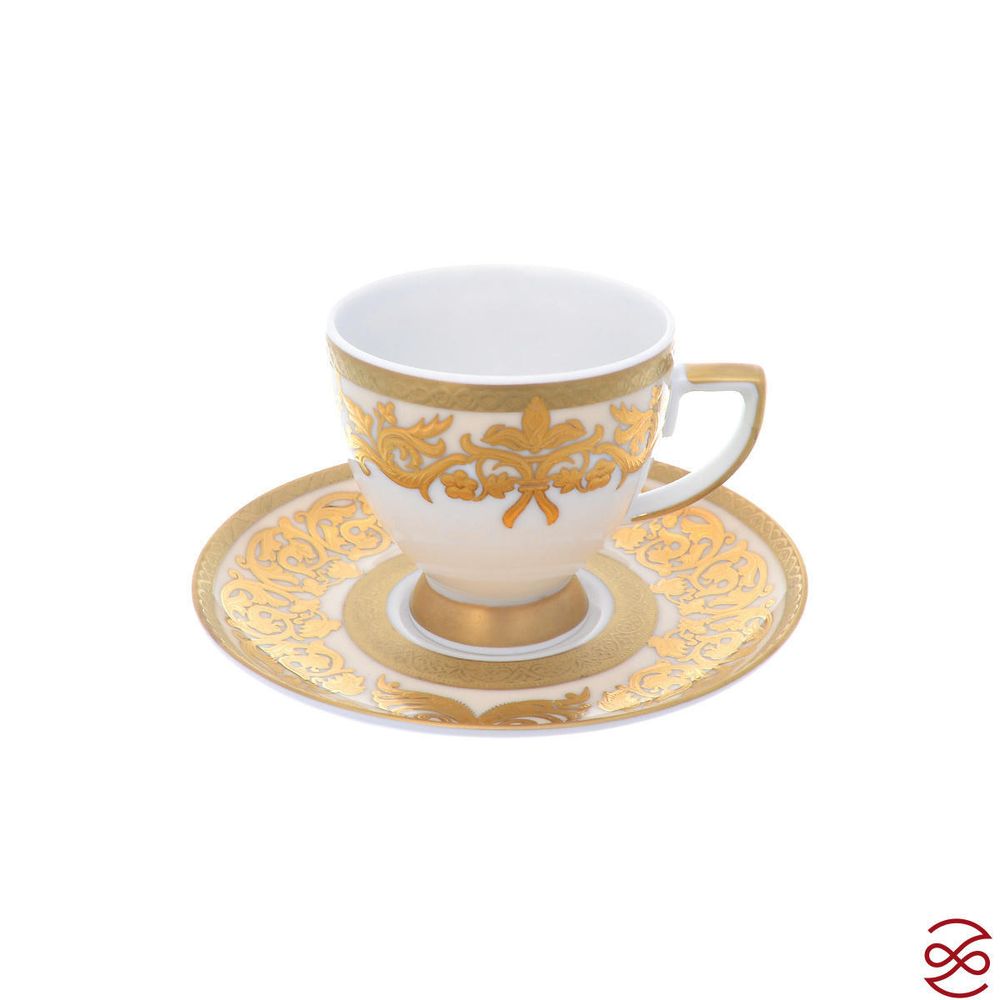 Набор кофейных пар Falkenporzellan Natalia creme gold 100мл