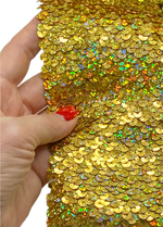 Тесьма эластичная пайетки ш-7см золото 1 м