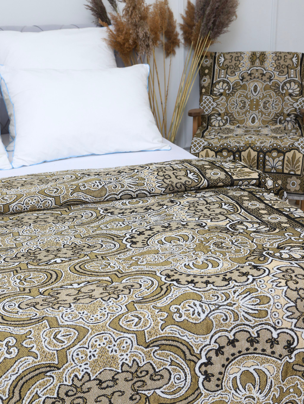 Накидки на диван и кресла комплект, комплект покрывало 200х210 и 2 дивандека для кресла 65х198