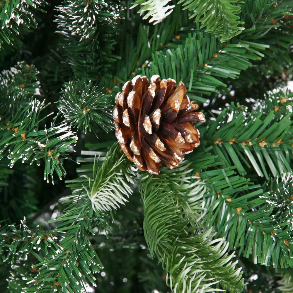 Ёлка «Маскарад» 150 см, ПВХ+резина с шишками, ягодами и снегом (447 веток)