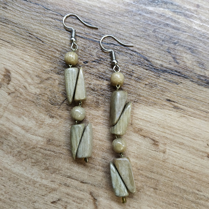 Серьги Клинышки, дерево, цвет светло-коричневый