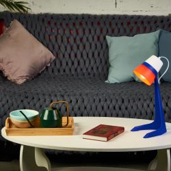 ULO-K22 D-E14-A WHITE-BLUE-RED Светильник настольный. 40W. Цоколь E14. Механический выключатель. Триколор. ТМ Uniel