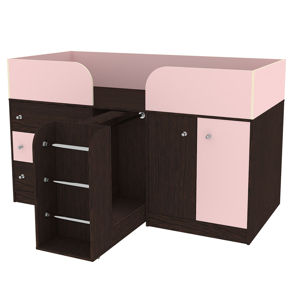 Кровать-чердак КарИВи Малыш 4 Венге Розовый