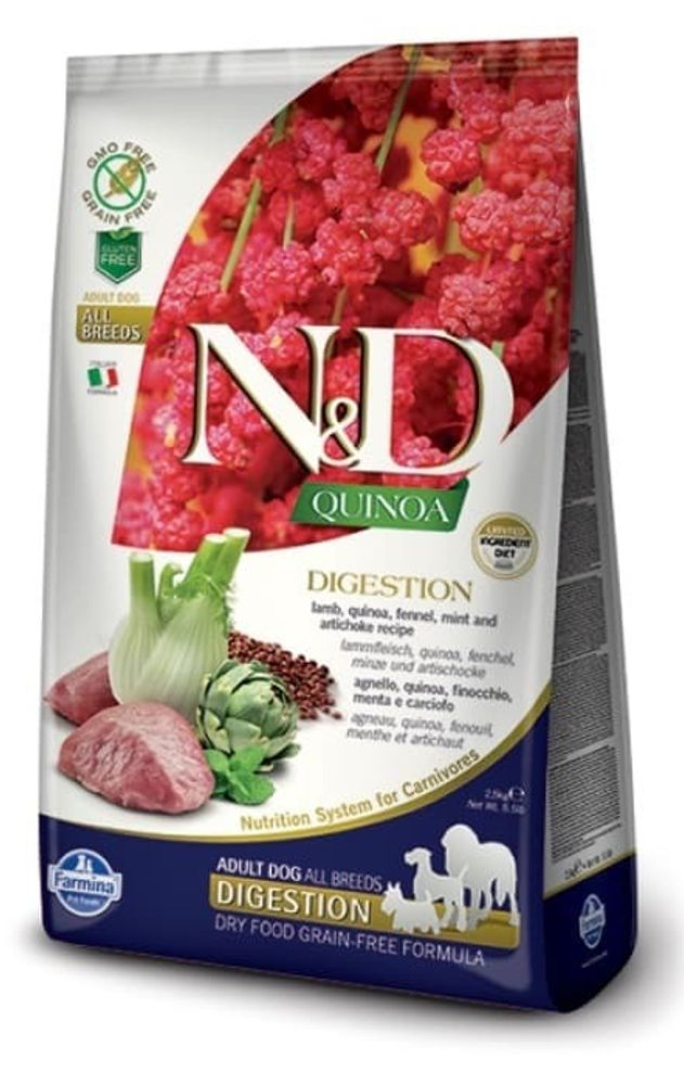 N&amp;D Quinoa 2,5кг корм для взрослых собак с ягненком поддержка пищеварения