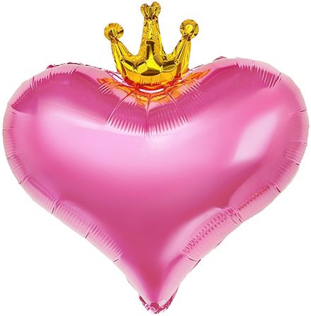 Сердце "Розовое с золотой короной" 56 см