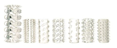 Набор из 7 прозрачных насадок Sensual Seven Textured Sleeves (Цвет: прозрачный)